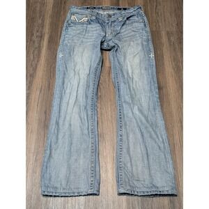 Affliction Cooper Jeans‎ Bootcut Embellished Light Wash Denim Size 31 Reg READ